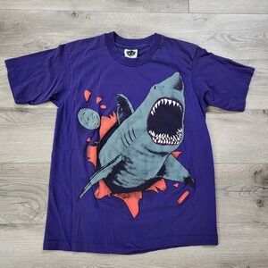 Vintage Maui & Sons Shark Surf 1990s Single Stitch‎ Shirt Youth L Surfer